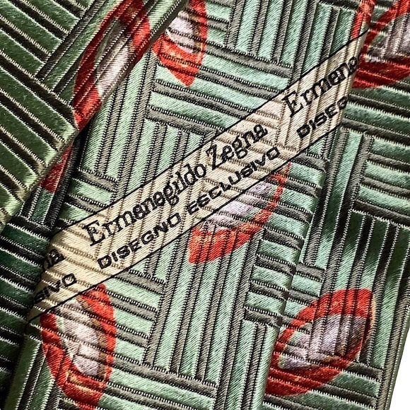 𝅺nwt Ermenegildo Zegna Basket Weave Silk Tie - Picture 5 of 7